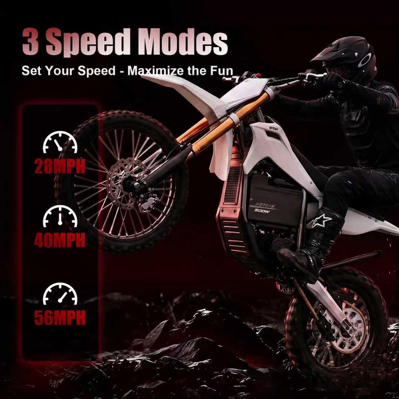 KOOZ HP131E-L 72V 8000W Electric Dirt Bike Motorcycle for Adults, White