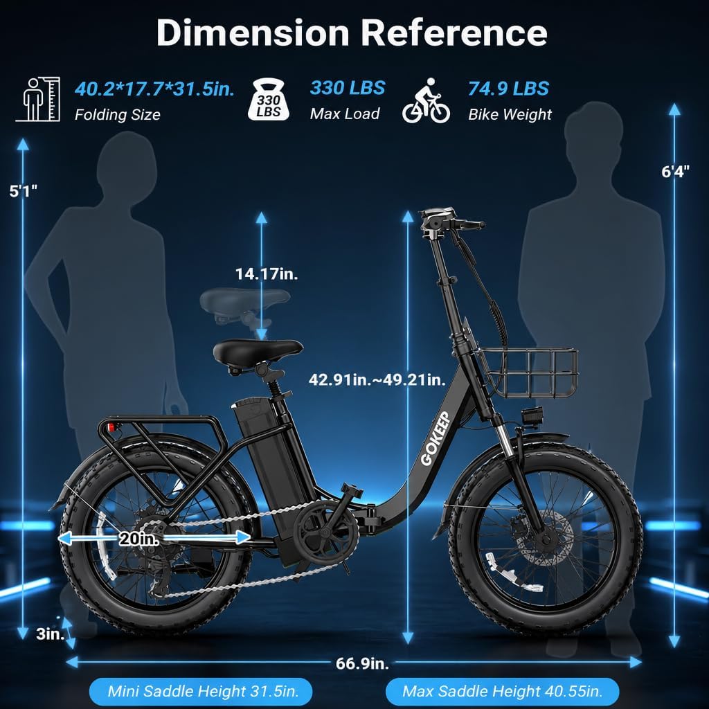 1800W Foldable Electric Bike for Adults, UL2849 Certified