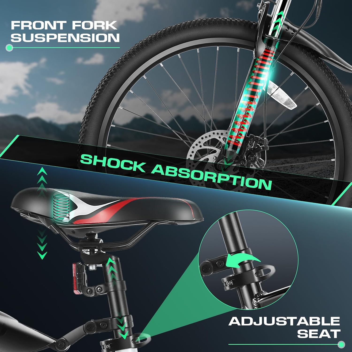 Vivi Electric Bike for Adults, 26 Tire Commuter ebike with 20MPH, 21 Speed