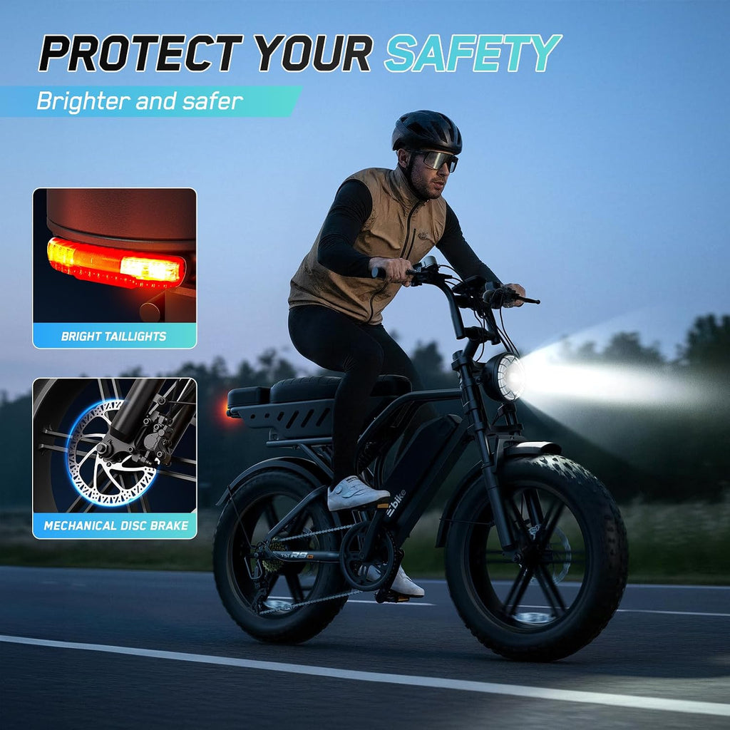 Electric Bike for Adults,48V15Ah Removable Battery Retro Ebike,Suspension