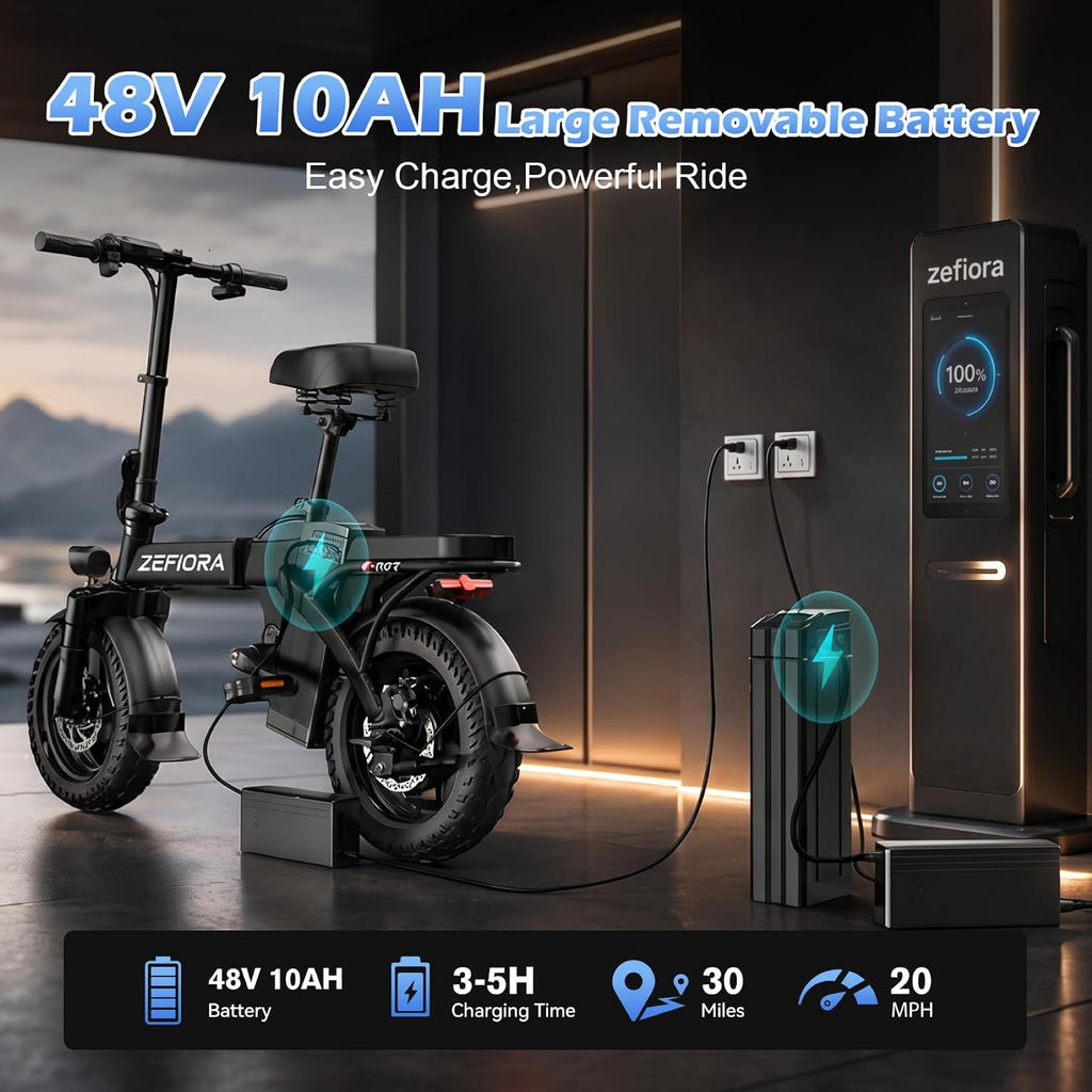 Folding Electric Bike for Adults, 14 Inch Mini Ebike for Commuting
