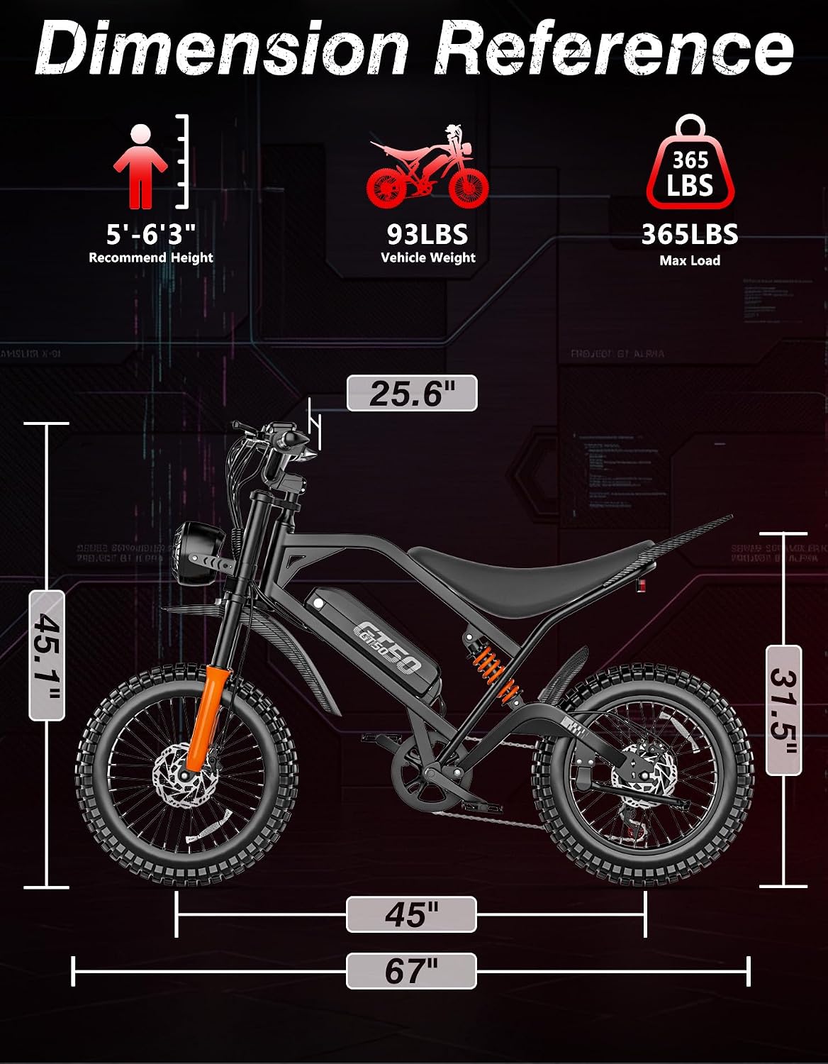This electric bicycle is equipped with a high-performance 2500W peak brushless motor, with a top speed of up to an astonishing 28MPH and a torque of 50Nm, making it easy to handle 35 ° steep slopes, soft sand, and muddy forest roads.