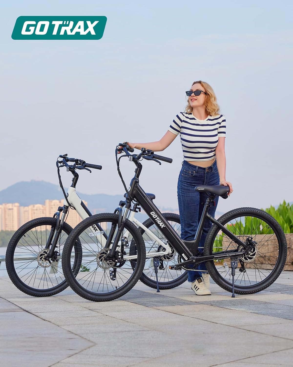 Gotrax Dolphin 26" Step -Thru Electric Bike for Adults, Max 30 Mile & 20Mph