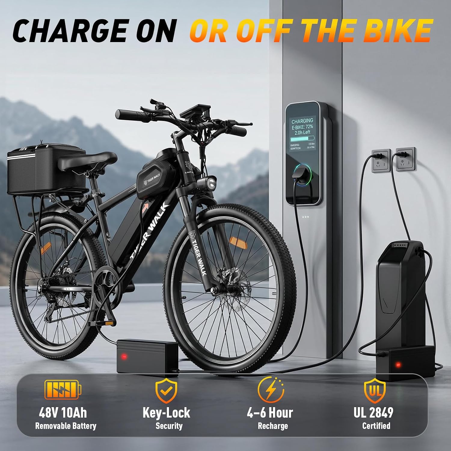 Electric Bike for Adults, 26" Mountain Ebike, 1500W Peak, 48V 10Ah
