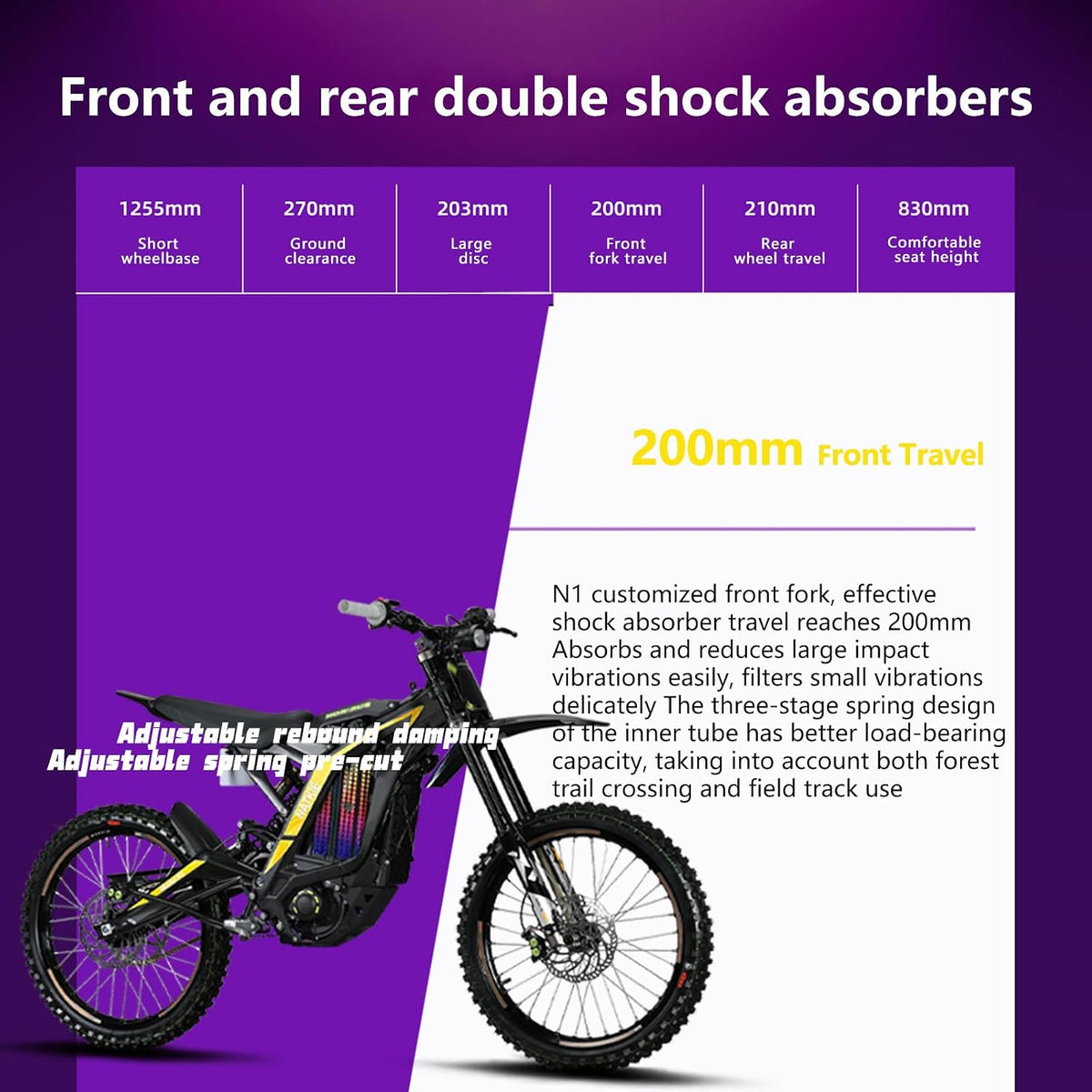 Natkie Electric Motorcycle Bike for Adults, Electric Dirt Bike 8000W(Peak) Mid-Mounted Motor 72V/30AH Removable Battery, Top Speed 50MPH/75Miles Off Road Electric Mountain Bike, Dual LED Headlight