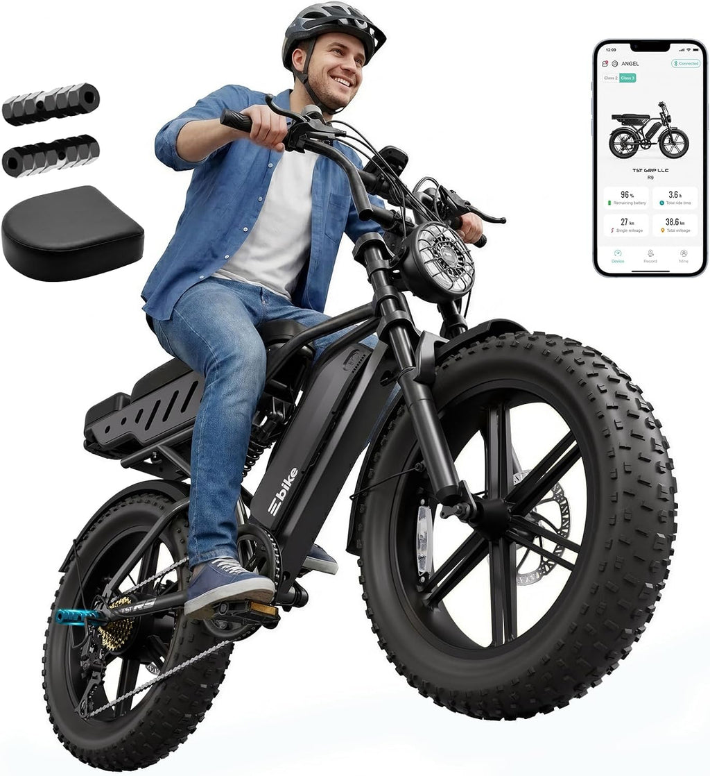 Electric Bike for Adults,48V15Ah Removable Battery Retro Ebike,Suspension
