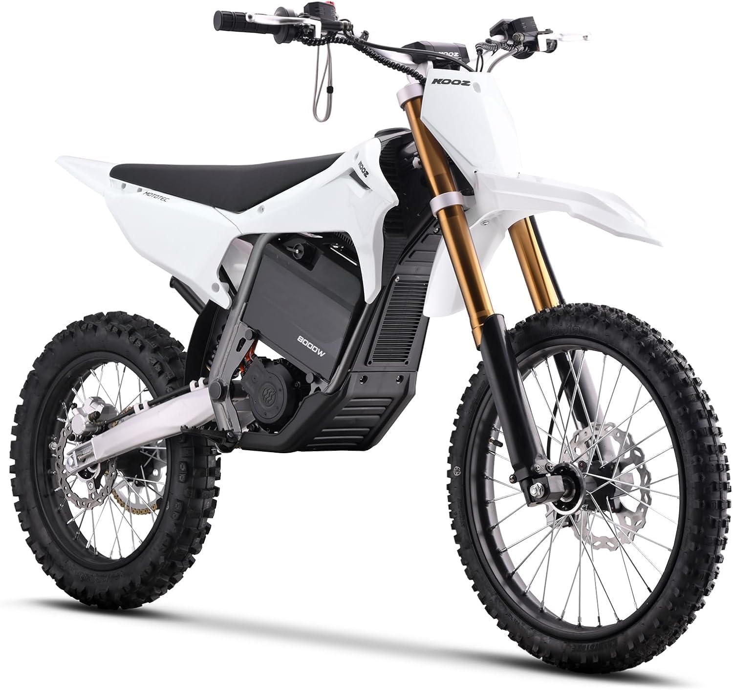 KOOZ HP131E-L 72V 8000W Electric Dirt Bike Motorcycle for Adults, White