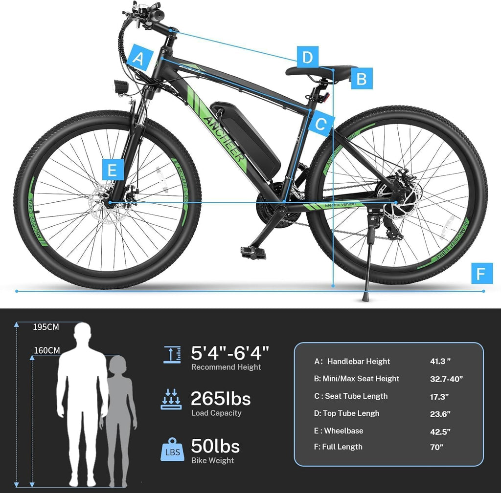ANCHEER Electric Bike for Adults, 27.5”Electric Mountain Bike with 750W Peak Motor, 48V 499Wh Battery, Up to 60 Miles, Fast 3-Hour Charging, 21-Speed Ebike