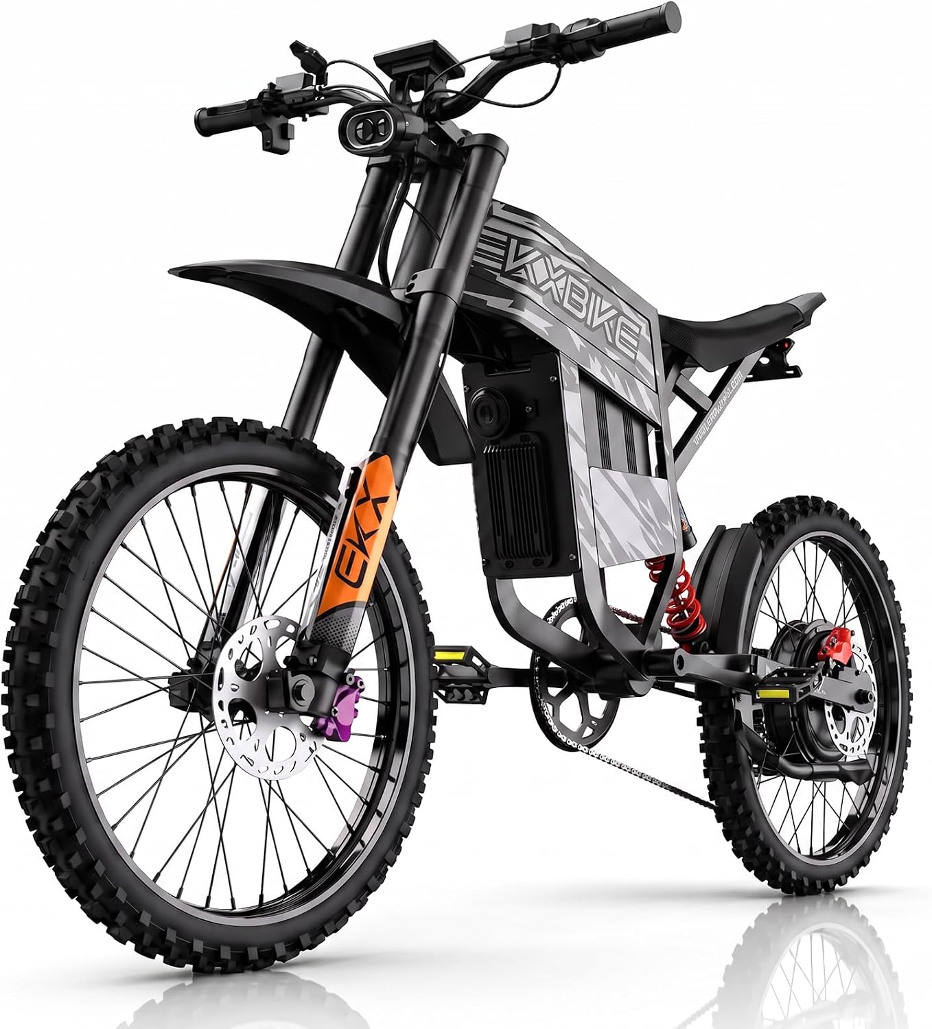 EKXBIKE TX1 Electric Dirt Bike for Adults, Off Road Electric Motorcycle | 7000W Peak Motor, 55MPH Top Speed, 60V 30Ah Battery, Up to 120KM Range and Full Suspension for Rugged Terrain