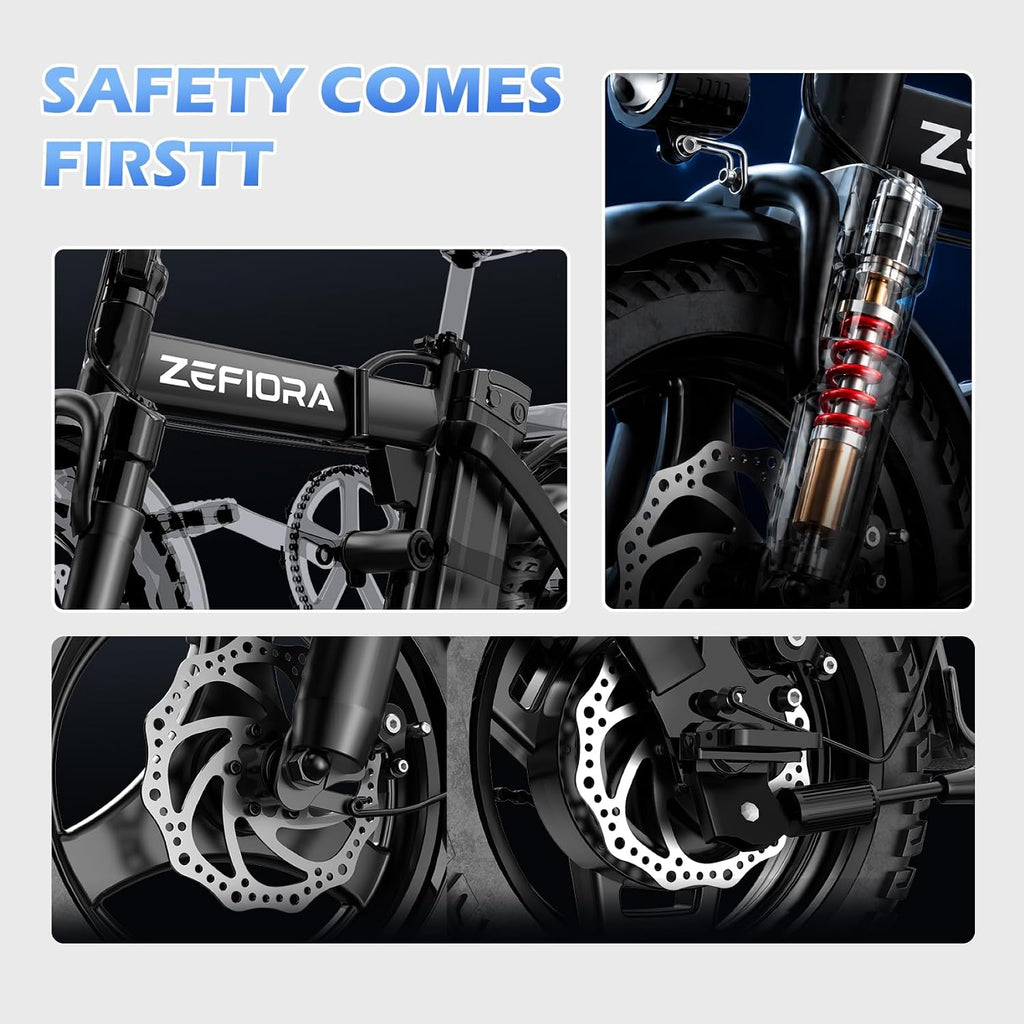 Folding Electric Bike for Adults, 14 Inch Mini Ebike for Commuting