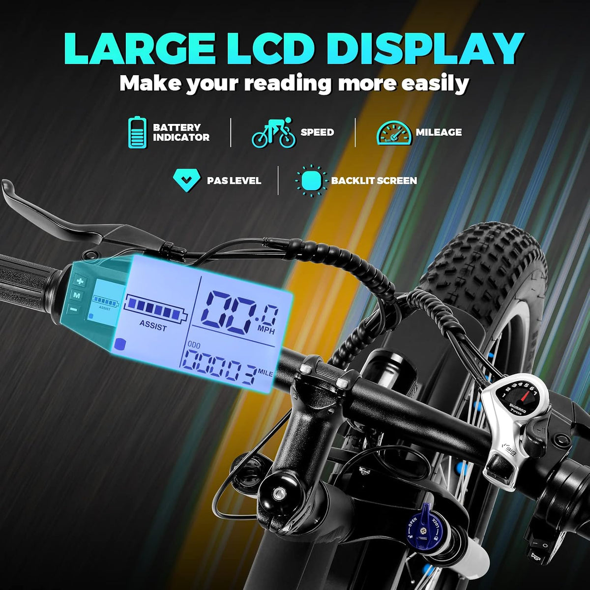 Electric Bike 26" Fat Tire Electric Bike for Adult, Peak 750W 48V 13Ah/ 10Ah Removable Battery Electric Mountain Bike, Commuting Off Road Ebike 7 Speed & Front Suspension Fast Charge