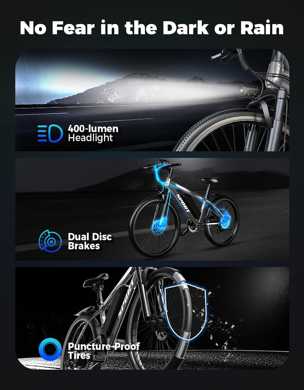Misodo Electric Bike for Adults, 1500W Peak Power Ebike, 65 Miles Long Range, 48V 10.4Ah Removable Battery, 26" Electric Mountain Bicycle with Suspension & Dual Disc Brakes for Commuting