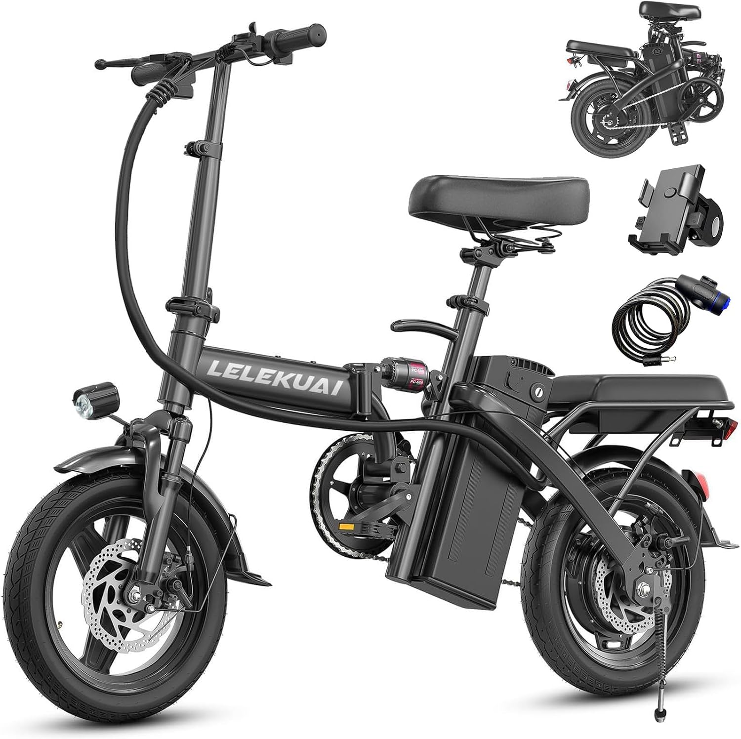 LELEKUAI Electric Bike for Adults, 560-1200W Peak Motor Commuter Ebike, 20-28MPH Speed, 32 Miles Range, Removable Waterproof Battery, Dual Disc Brakes Electric Bicycle, UL 2849 Certified