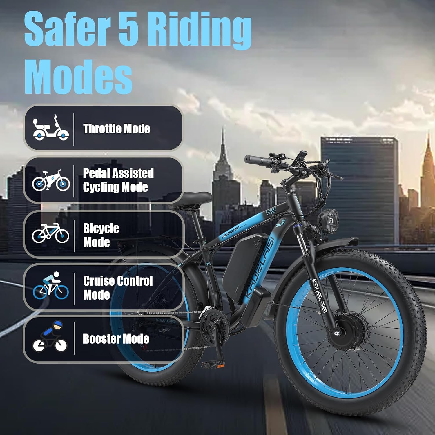 AWD Electric Bike for Adults, Peak 4000W Power 26” Fat Tire Ebike, Dual Motor Electric Bicycles, 48V 22.4AH Removable Battery Fast Dual Hydraulic Brakes 21-Speed All Terrain E-Bikes