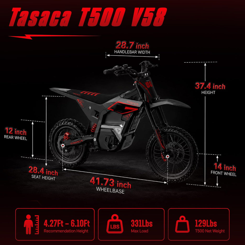 T500-V58 52+MPH Electric Dirt Bike Teens Adults