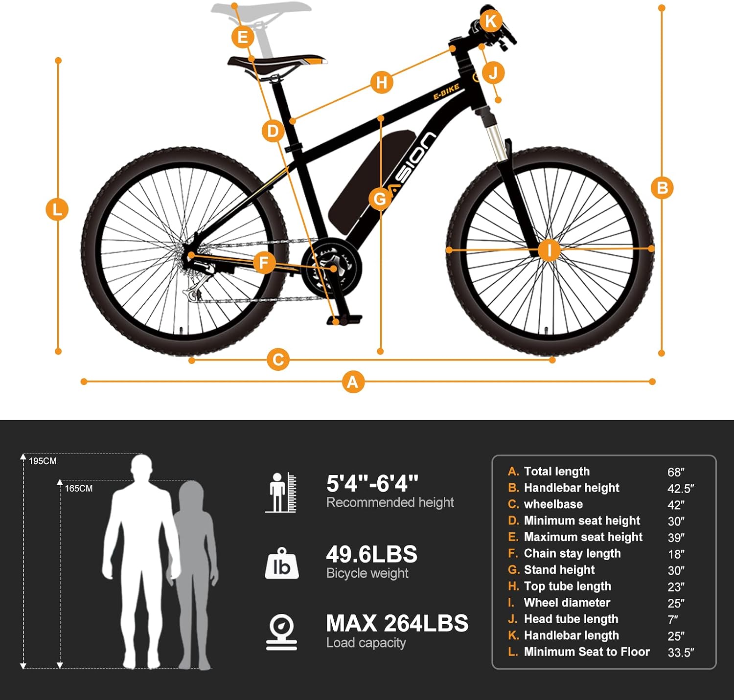 Jasion EB5 Electric Bike for Adults 26" tire with 1000W Peak Motor