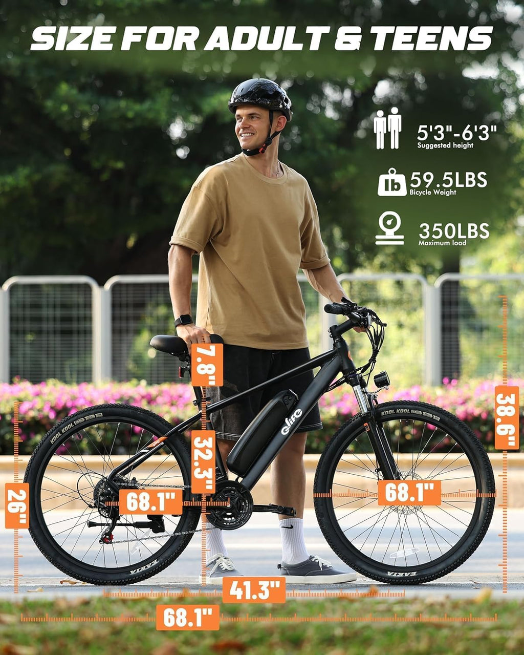 Qlife Racer Electric Bike for Adults - 21-Speed Mountain Lightweight Ebike with Peak 1000W Brushless Motor,48V 375Wh Removable Battery,26X2.1 Tire Step Over E-MTB,Up to 40 Miles Range