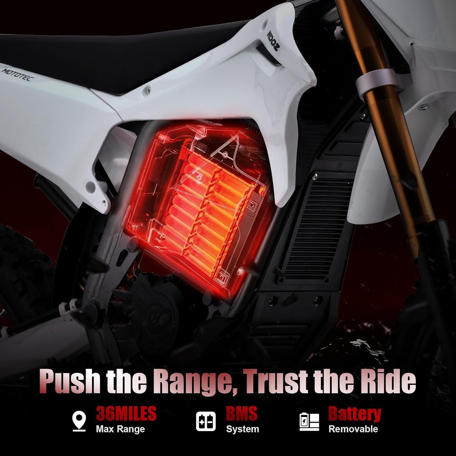 KOOZ HP131E-L 72V 8000W Electric Dirt Bike Motorcycle for Adults, White