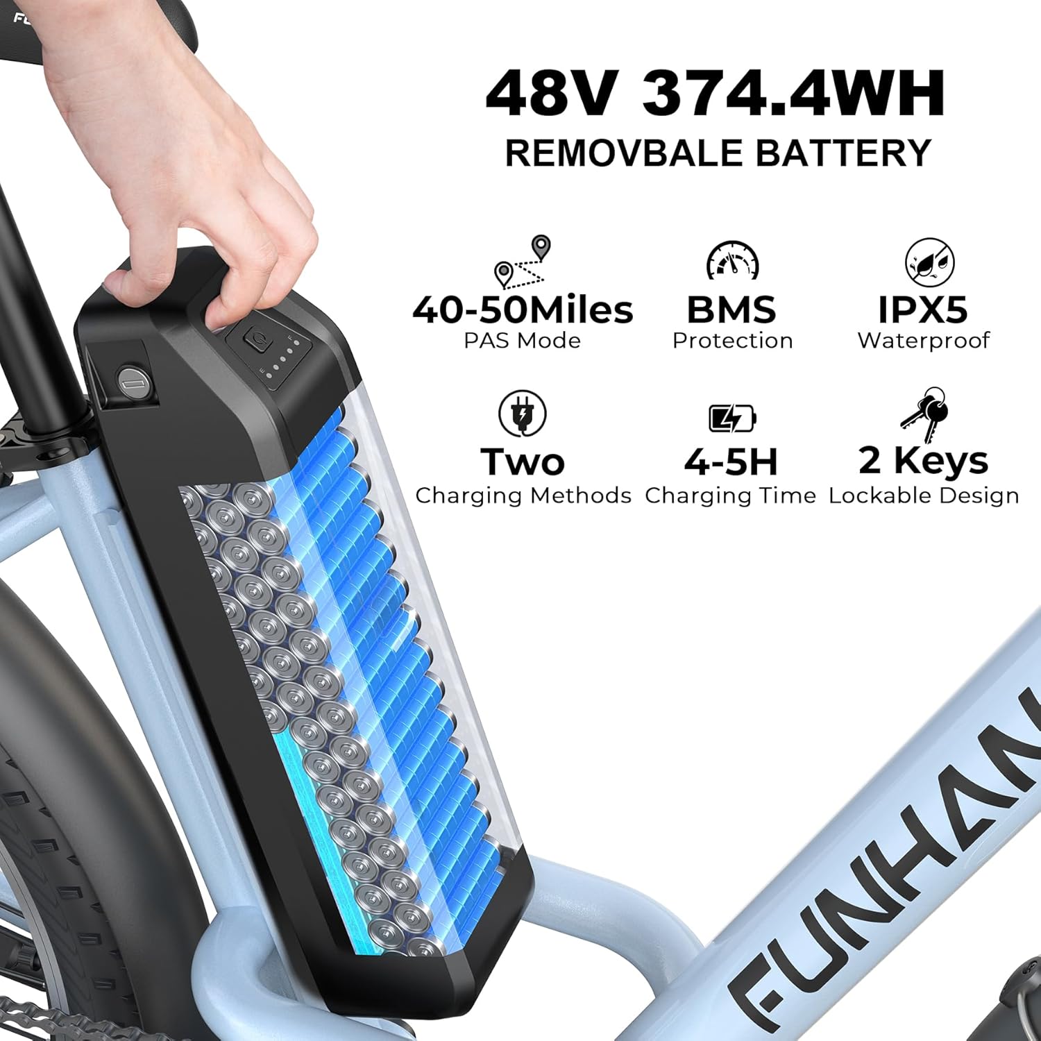 Funhang Electric Bike for Adults, 26" City Cruiser Ebike with 1000W Peak Motor, 20MPH 50 Miles Commuter Adult Electric Bicycles with 48V Battery, Adjustable Stem, 7-Speed, UL 2849 Certified