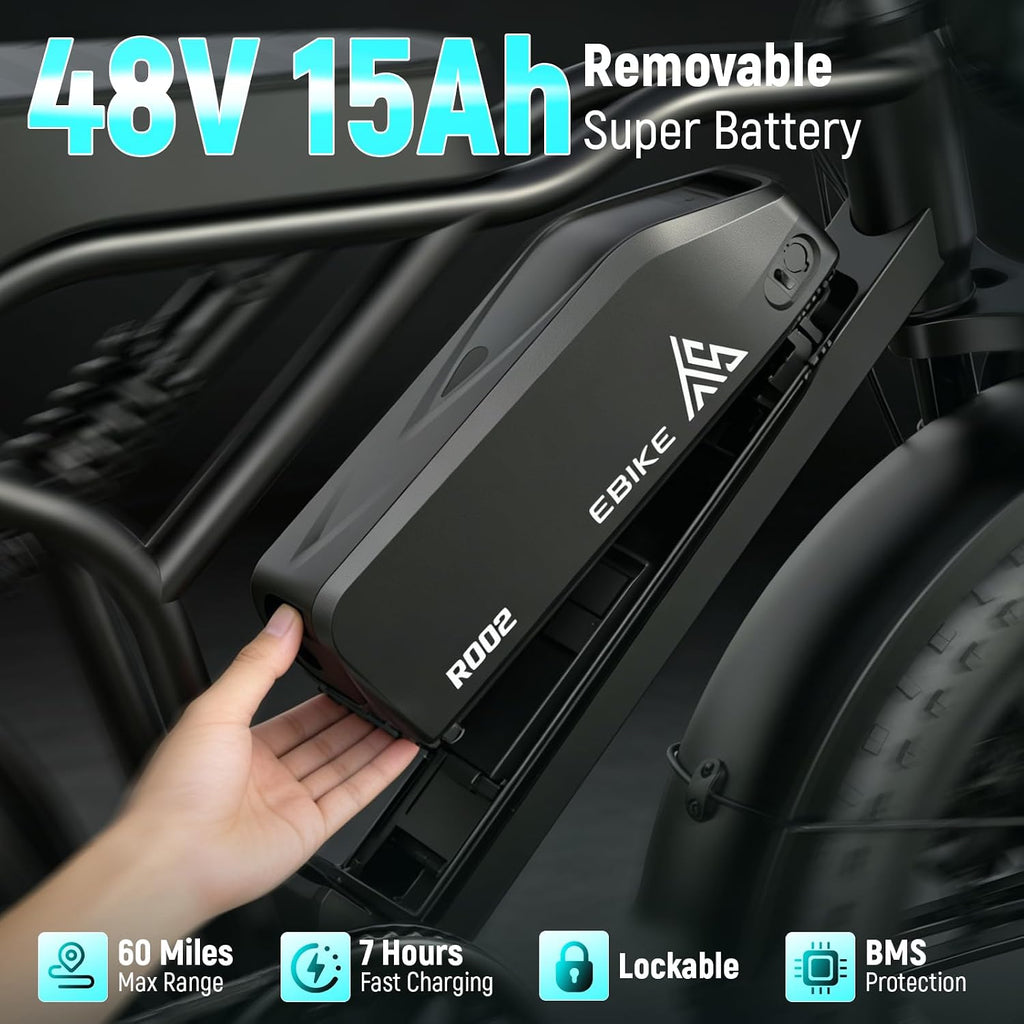 TST Electric Bike - 48V 15Ah Battery, 1500W Peak Motor, 20 * 4.0 Fat Tire