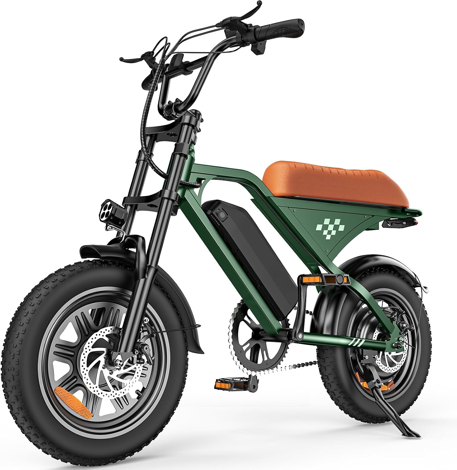 Electric Bike for Adults, 1500W Peak Retro E Bike, 55 Miles Range & 36V 10.4AH Removable Battery, 25MPH Peak, 16" Fat Tire, Hydraulic Brakes, Full Suspension E-Bike for Off-Road