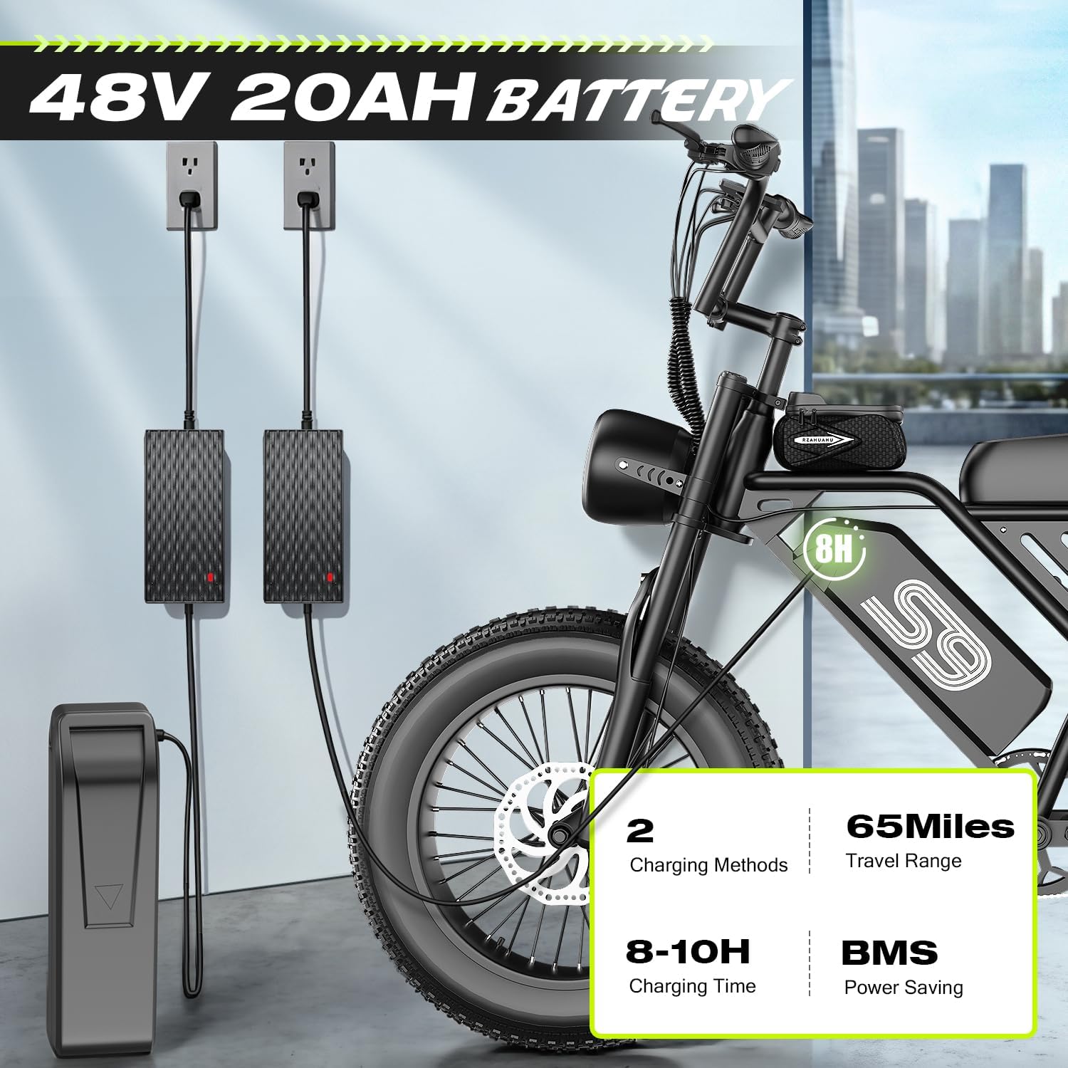 ASKGO Electric Bike for Adults Teens, 2500W Peak, 28/36 Mph & 65 Miles, 16/20" Fat Tire All-Terrain Electric Dirt Bike with 48V 20AH Removable Battery, Dual Brake Off-Road Ebike with NFC Unlock