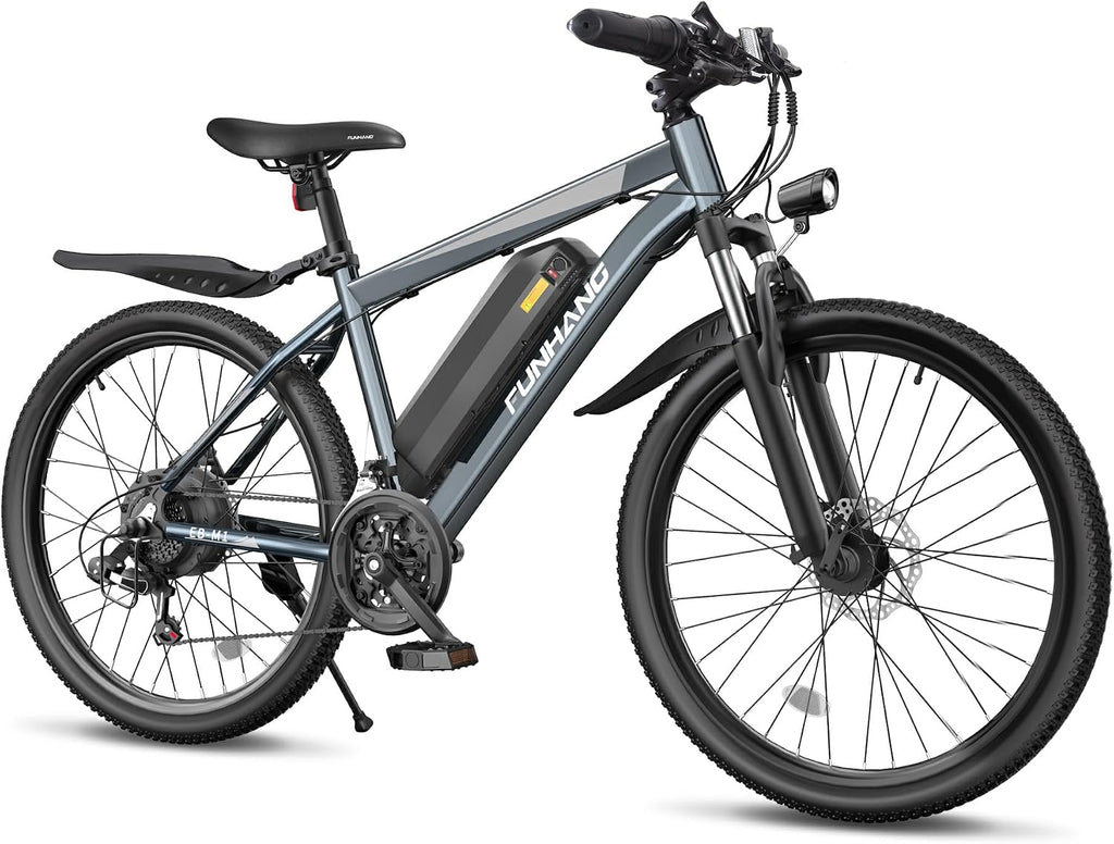 Funhang Electric Bike for Adults, 1000W Peak Ebike, 50Miles Electric Mountain Bike, 26" Adult Electric Bicycle with 48V Removable Battery, Fenders,7 Speed, Front Suspension, UL 2849 Certified