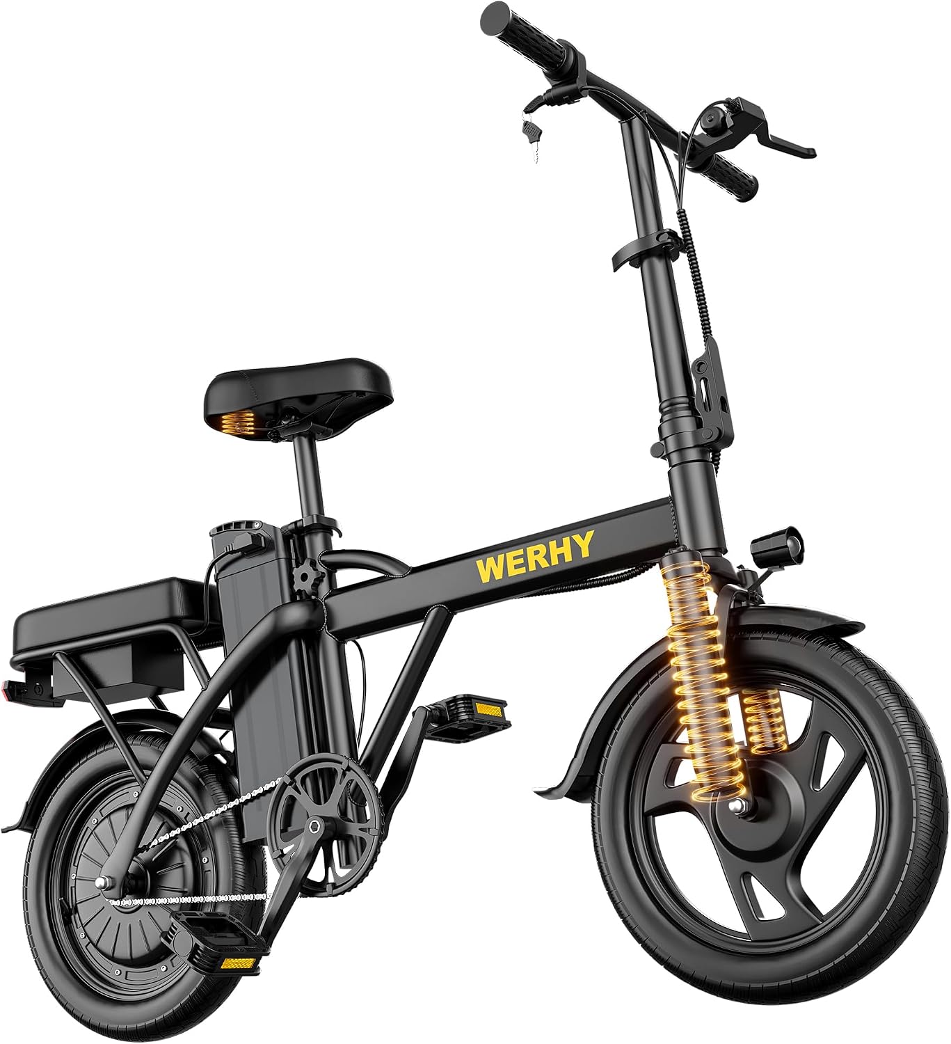 WERHY Electric Bike for Adults, 500W Motor, 20 MPH Max Speed Folding Ebike, 14" Electric Bicycles, Max 20/30 Miles Range (Pedal Assist Mode), Mini E Bikes