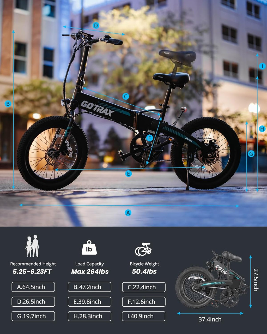 Gotrax R1 20" Folding Electric Bike for Adults, Max 40 Miles & 20Mph Speed