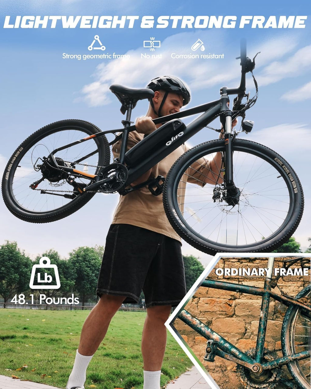 Qlife Racer Electric Bike for Adults - 21-Speed Mountain Lightweight Ebike with Peak 1000W Brushless Motor,48V 375Wh Removable Battery,26X2.1 Tire Step Over E-MTB,Up to 40 Miles Range