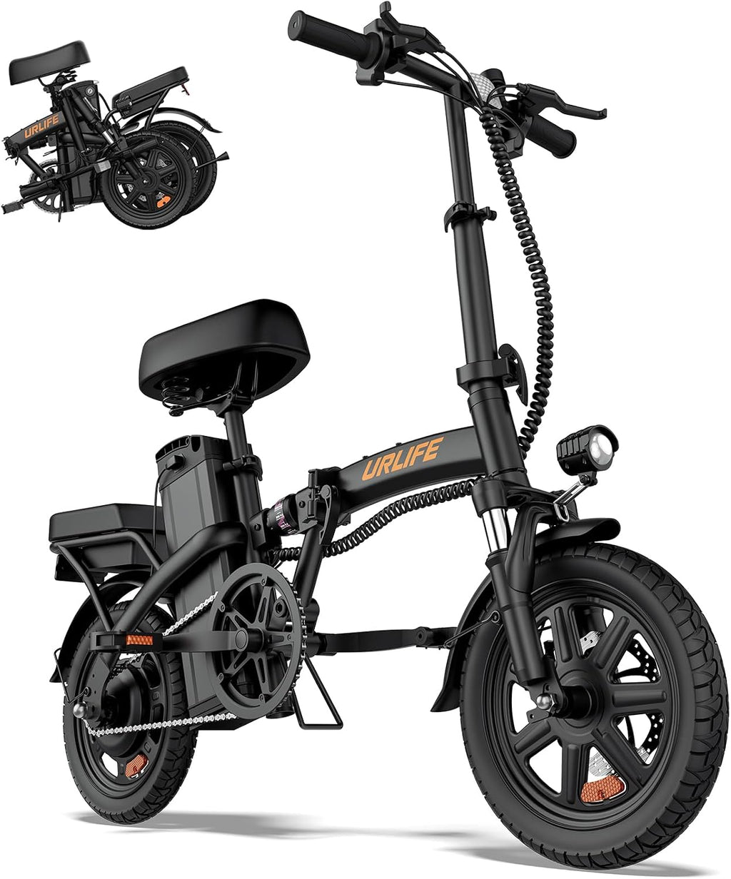 URLIFE Folding Electric Bike for Adults, 14" Portable ebikes, 20-40 Mile Long Range Commuter Bike, 500W Peak Motor, 20MPH, UL 2849 Mini Bikes for Teens