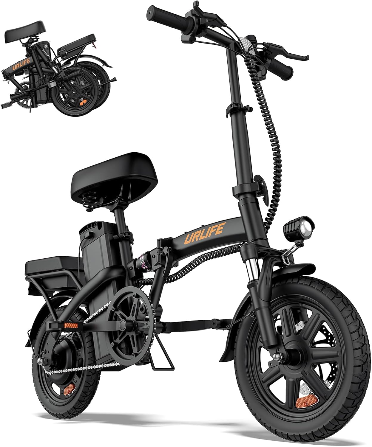 URLIFE Folding Electric Bike for Adults, 14" Portable ebikes, 20-40 Mile Long Range Commuter Bike, 500W Peak Motor, 20MPH, UL 2849 Mini Bikes for Teens