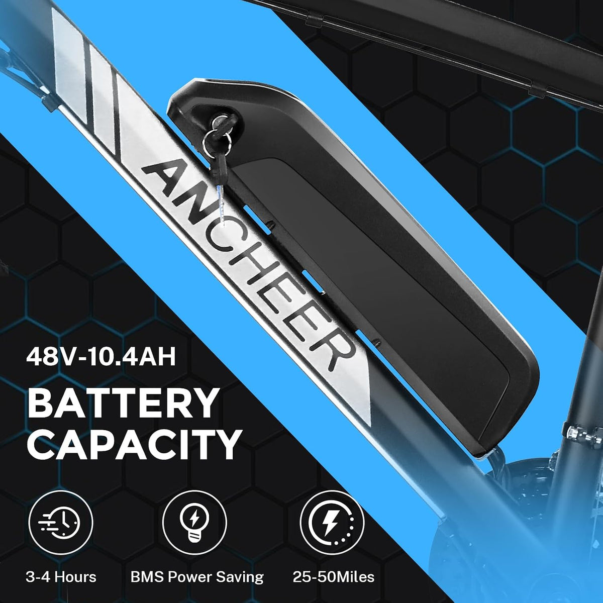 ANCHEER Electric Bike for Adults, 27.5”Electric Mountain Bike with 750W Peak Motor, 48V 499Wh Battery, Up to 60 Miles, Fast 3-Hour Charging, 21-Speed Ebike