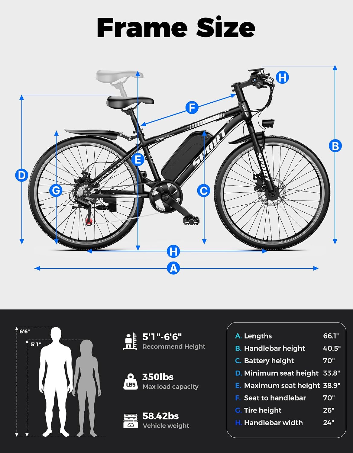 ASKGO Electric Mountain Bike for Adults, 1500W Peak Motor Ebike, 7 Speed