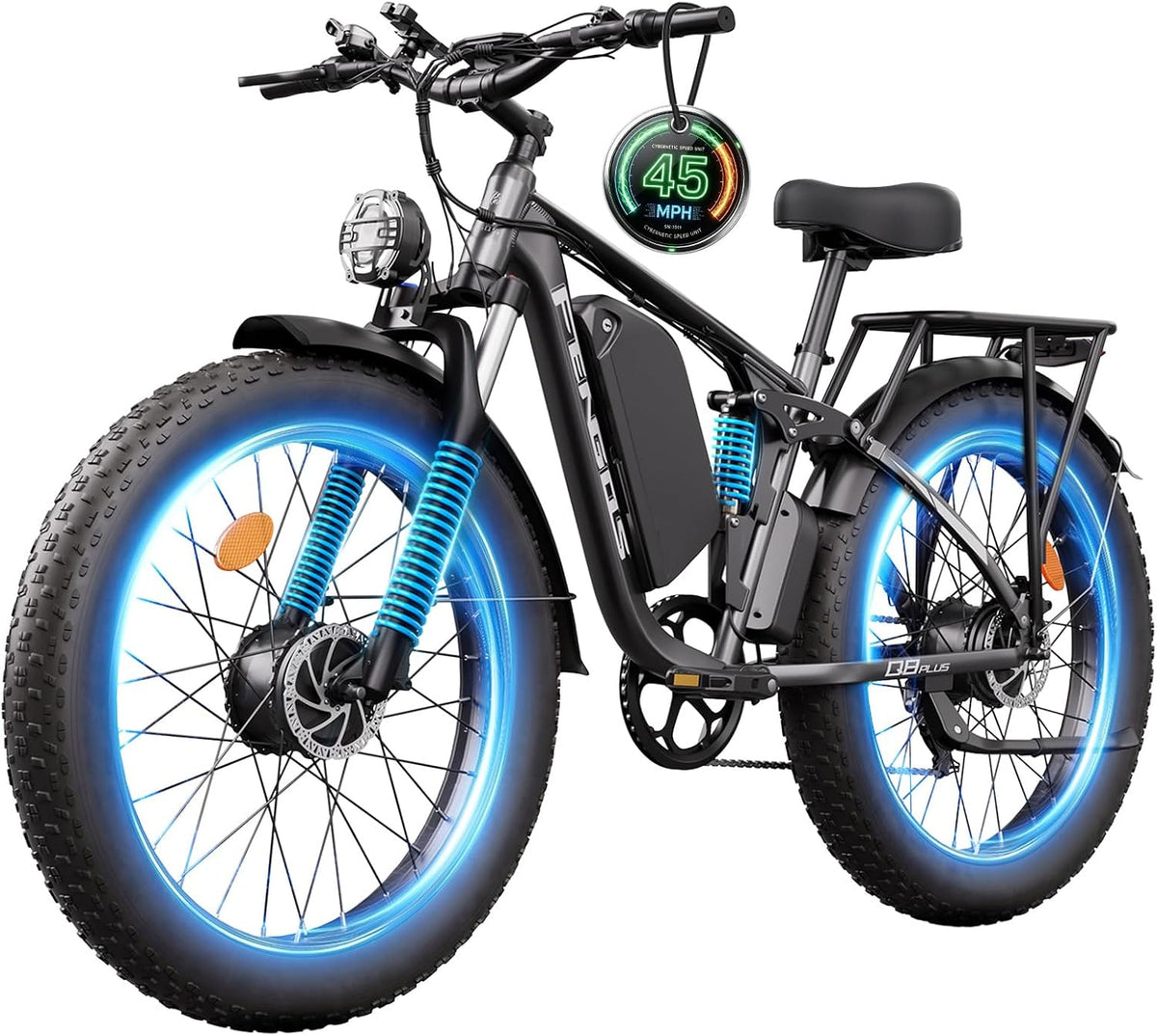 5000W Electric Bike for Adults Dual Motor– 45MPH Top Speed, 52V 23Ah Battery Up to 100 Miles Lockable Front Suspension 26" Fat Tire E-Bike for Mountain Snow Beach & Daily Commute
