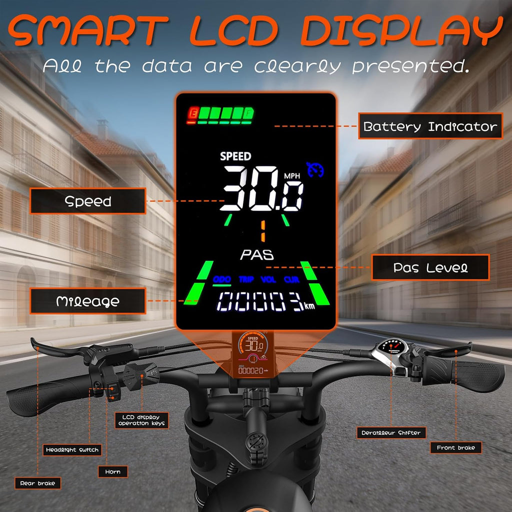 Electric Bike for Adults, 48V 1500W/3000W Dual Peak Motor, 35 mph Top Speed, 20" 4.0" Fat Tires, 7-Speed Shimano Gears,50-60Miles Pedal Assist, for City, Mountain & Beach Riding