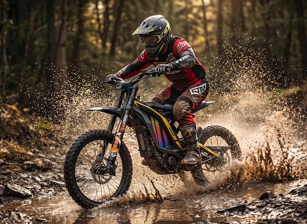 Natkie Electric Motorcycle Bike for Adults, Electric Dirt Bike 8000W(Peak) Mid-Mounted Motor 72V/30AH Removable Battery, Top Speed 50MPH/75Miles Off Road Electric Mountain Bike, Dual LED Headlight