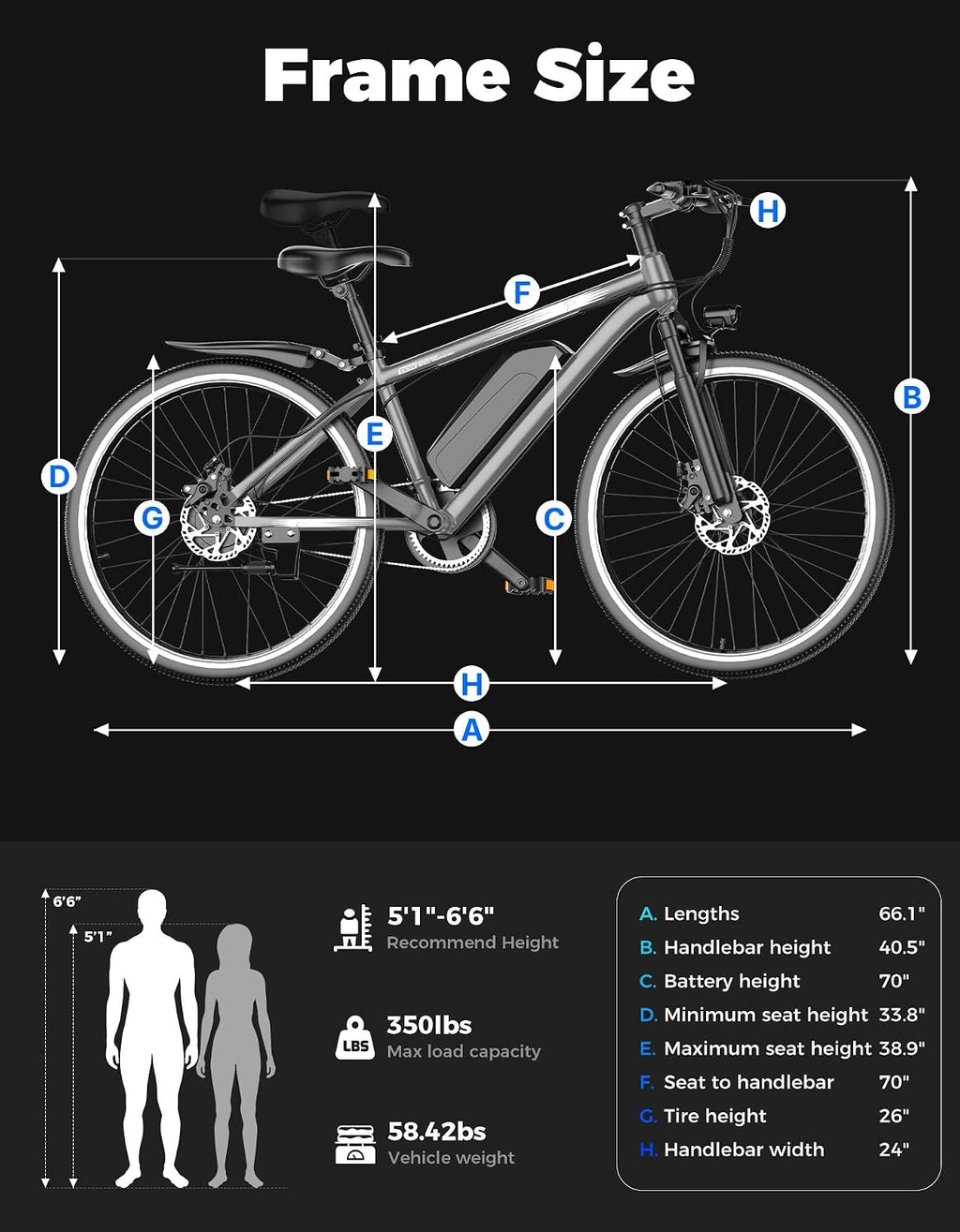 Misodo Electric Bike for Adults, 1500W Peak Power Ebike, 65 Miles Long Range, 48V 10.4Ah Removable Battery, 26" Electric Mountain Bicycle with Suspension & Dual Disc Brakes for Commuting