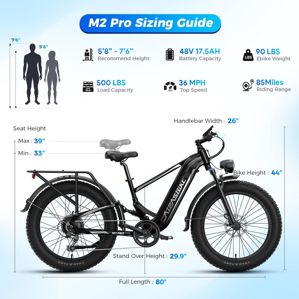 Aipas M1 Pro & M2 Pro Electric Bike for Adults, 1800W Peak, Dual Suspension