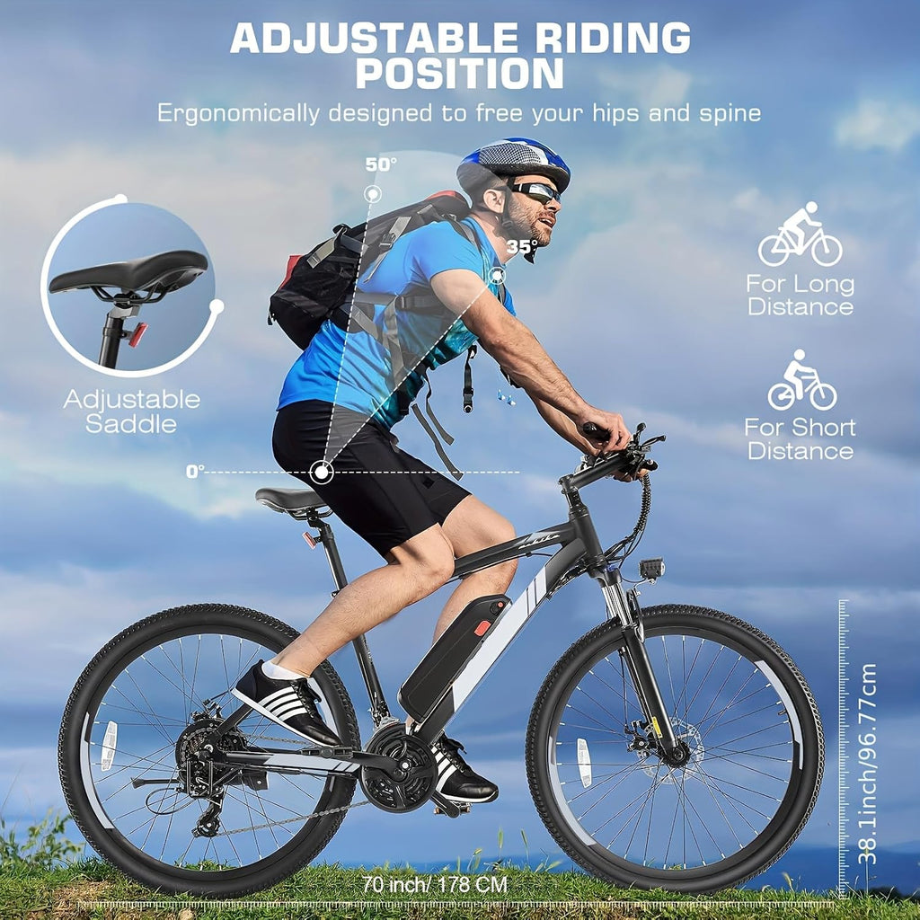 ANCHEER Electric Bike for Adults, 27.5”Electric Mountain Bike with 750W Peak Motor, 48V 499Wh Battery, Up to 60 Miles, Fast 3-Hour Charging, 21-Speed Ebike