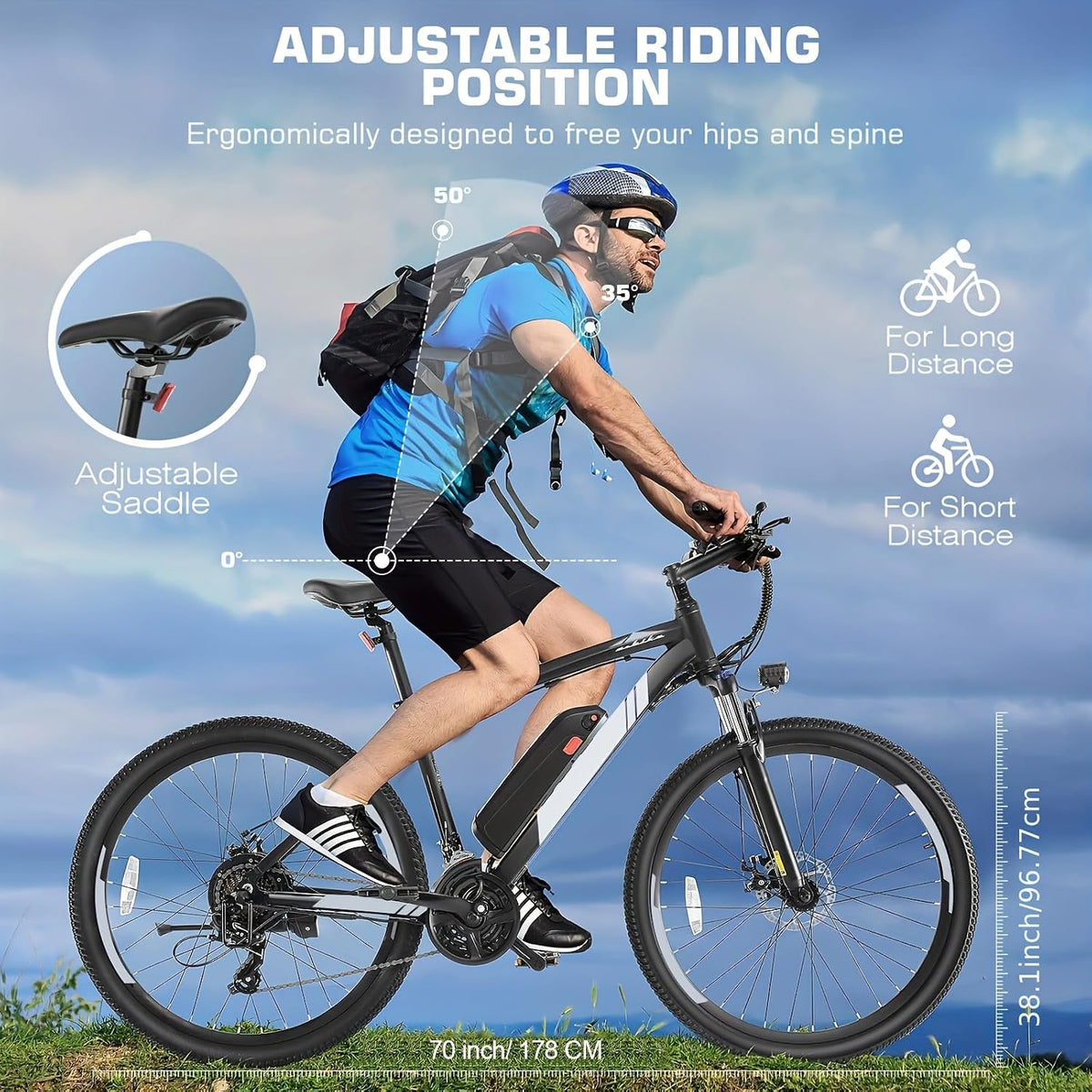ANCHEER Electric Bike for Adults, 27.5”Electric Mountain Bike with 750W Peak Motor, 48V 499Wh Battery, Up to 60 Miles, Fast 3-Hour Charging, 21-Speed Ebike
