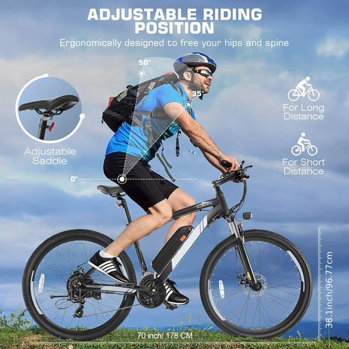 ANCHEER Electric Bike for Adults, 27.5”Electric Mountain Bike with 750W Peak Motor, 48V 499Wh Battery, Up to 60 Miles, Fast 3-Hour Charging, 21-Speed Ebike