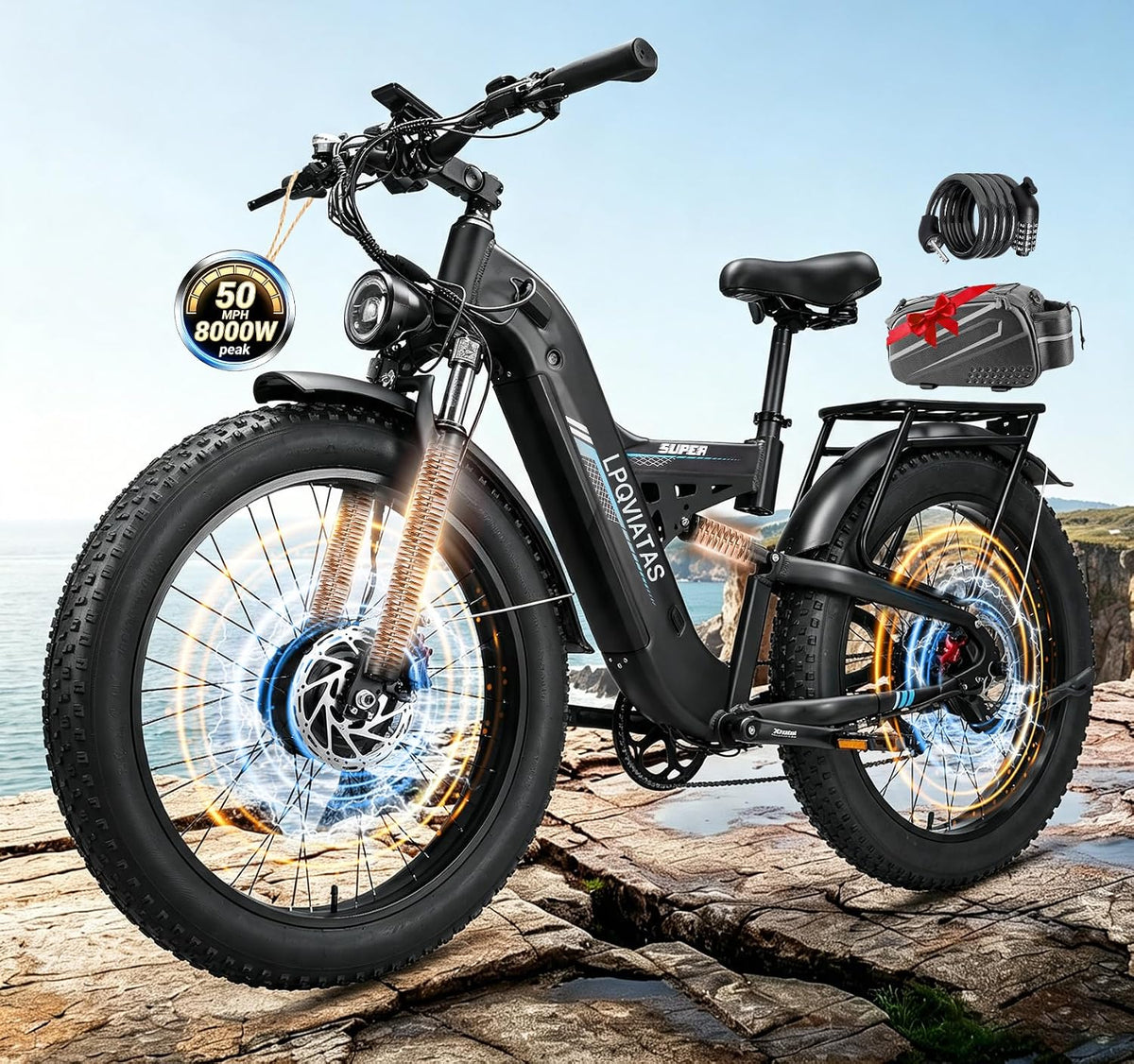 8000W Peak 52V Dual Motor Ebike for Adults,50 MPH Max Electric Dirt Bike