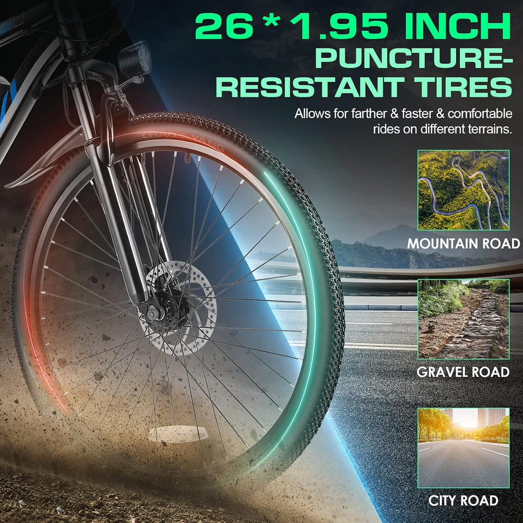 Vivi Electric Bike for Adults, 26 Tire Commuter ebike with 20MPH, 21 Speed