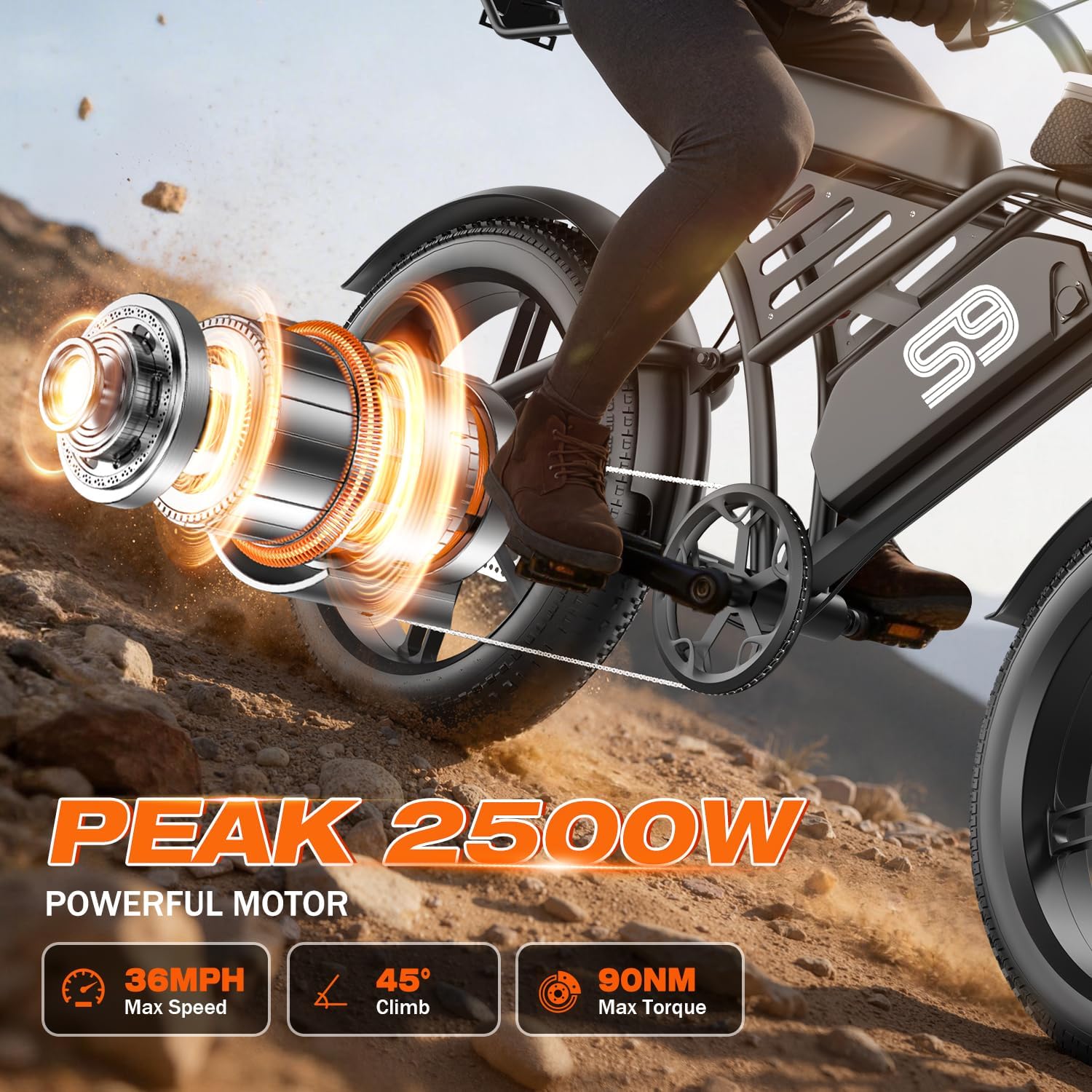ASKGO Electric Bike for Adults, 2500W Peak Electric Dirt Bike, 36MPH 65Miles E Bike with 48V 20AH Removable Battery, 16"/20" Fat Tire All-Terrain Ebike with NFC Unlock