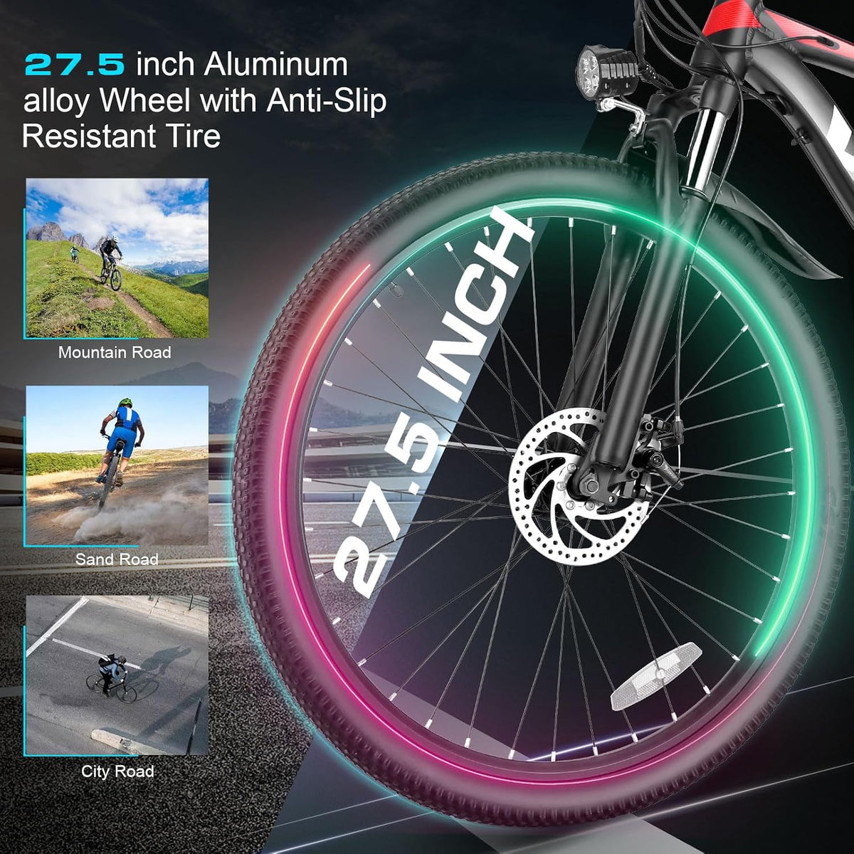 Vivi Electric Bike for Adults, 27.5" Tire E Bike 21 Speed, Basic 19.8+ MPH