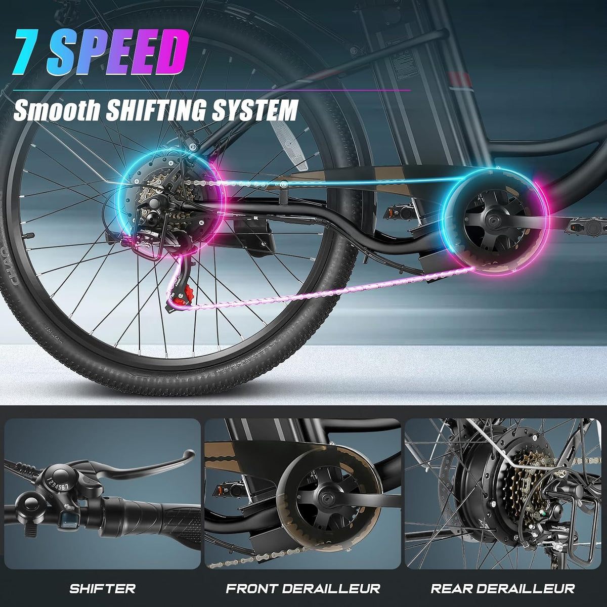 Vivi Electric Bike for Adults, 26'' Step Through Electric Commuter E Bike