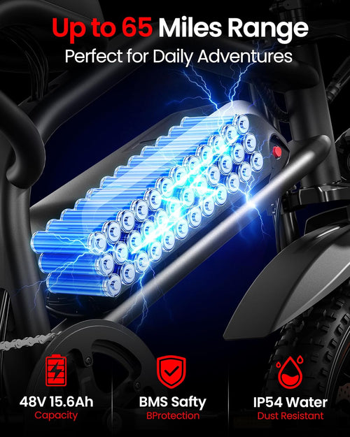 ADISTAR 16" Electric Bike,Peak 1500W,65 Miles Range,748.8Wh