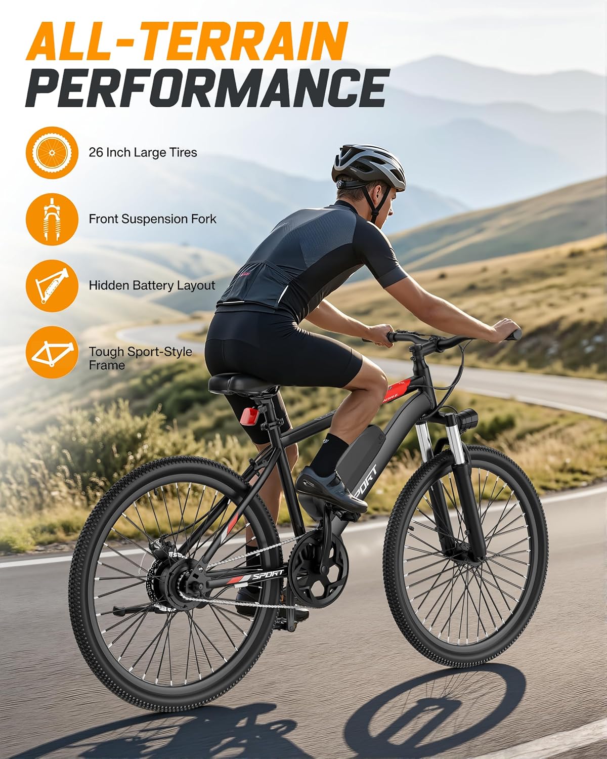 NAVIC Electric Bike for Adults, 1000W Brushless Motor 26 Inch Ebike, 48V Removable Battery Power for 30 Miles Range, 20 MPH Top Speed, 3 Riding Modes Front Suspension Commuter E Bicycle