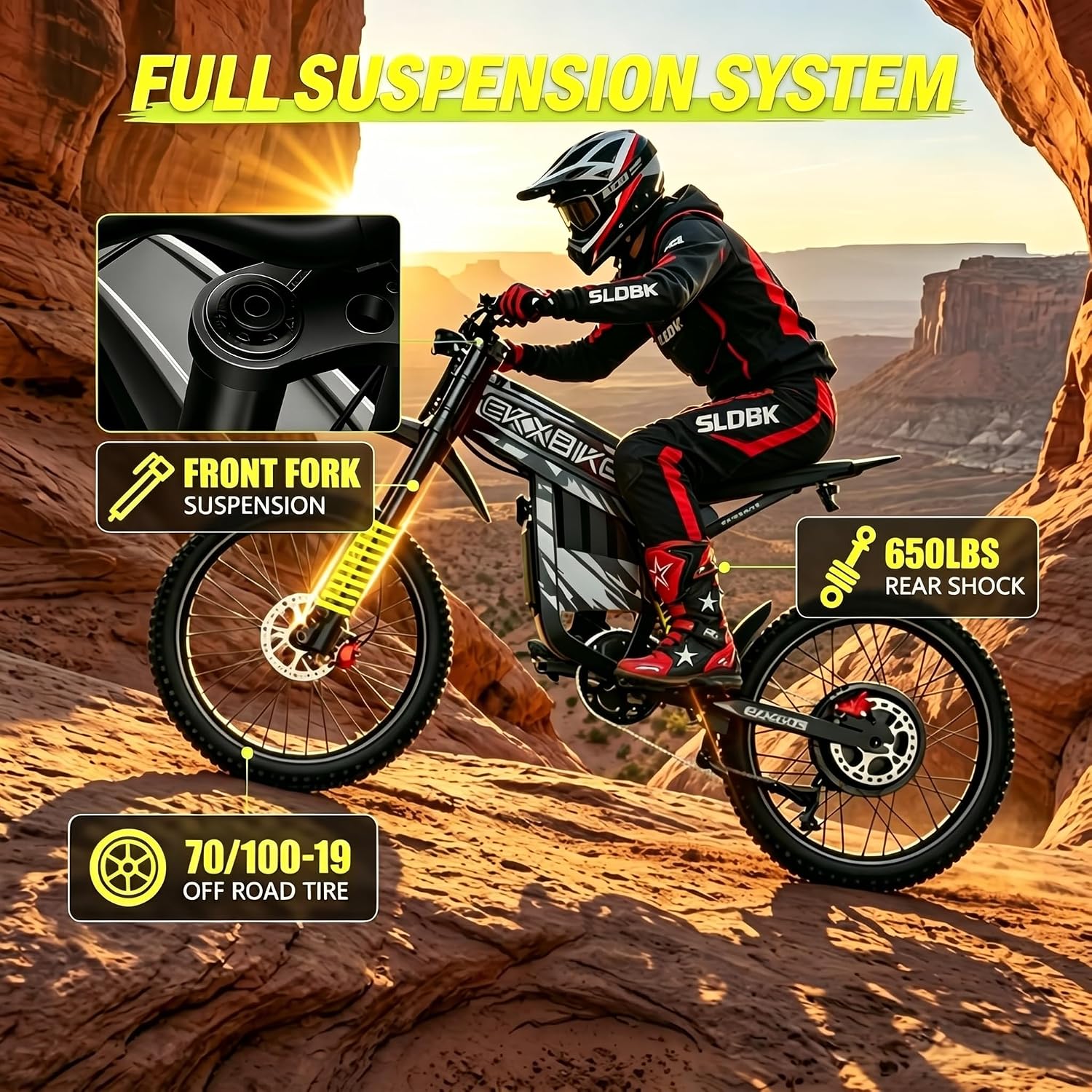EKXBIKE TX1 Electric Dirt Bike for Adults, Off Road Electric Motorcycle | 7000W Peak Motor, 55MPH Top Speed, 60V 30Ah Battery, Up to 120KM Range and Full Suspension for Rugged Terrain